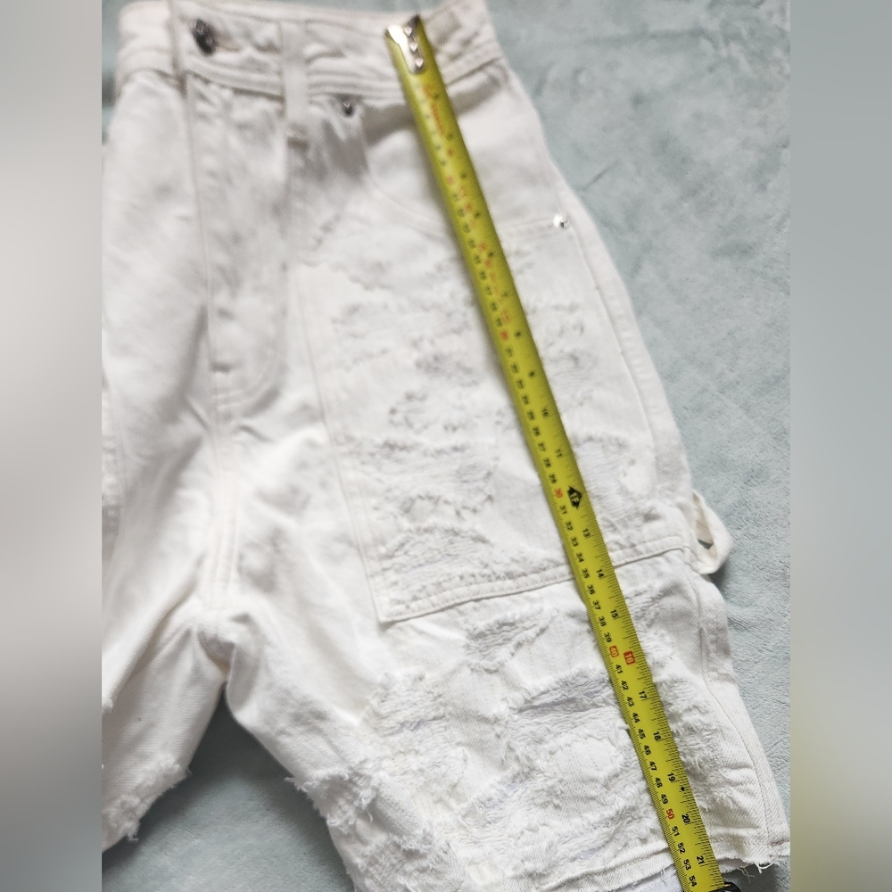 Nwot Textured Rip Cargo Style White Shorts H&M - Picture 2 of 8